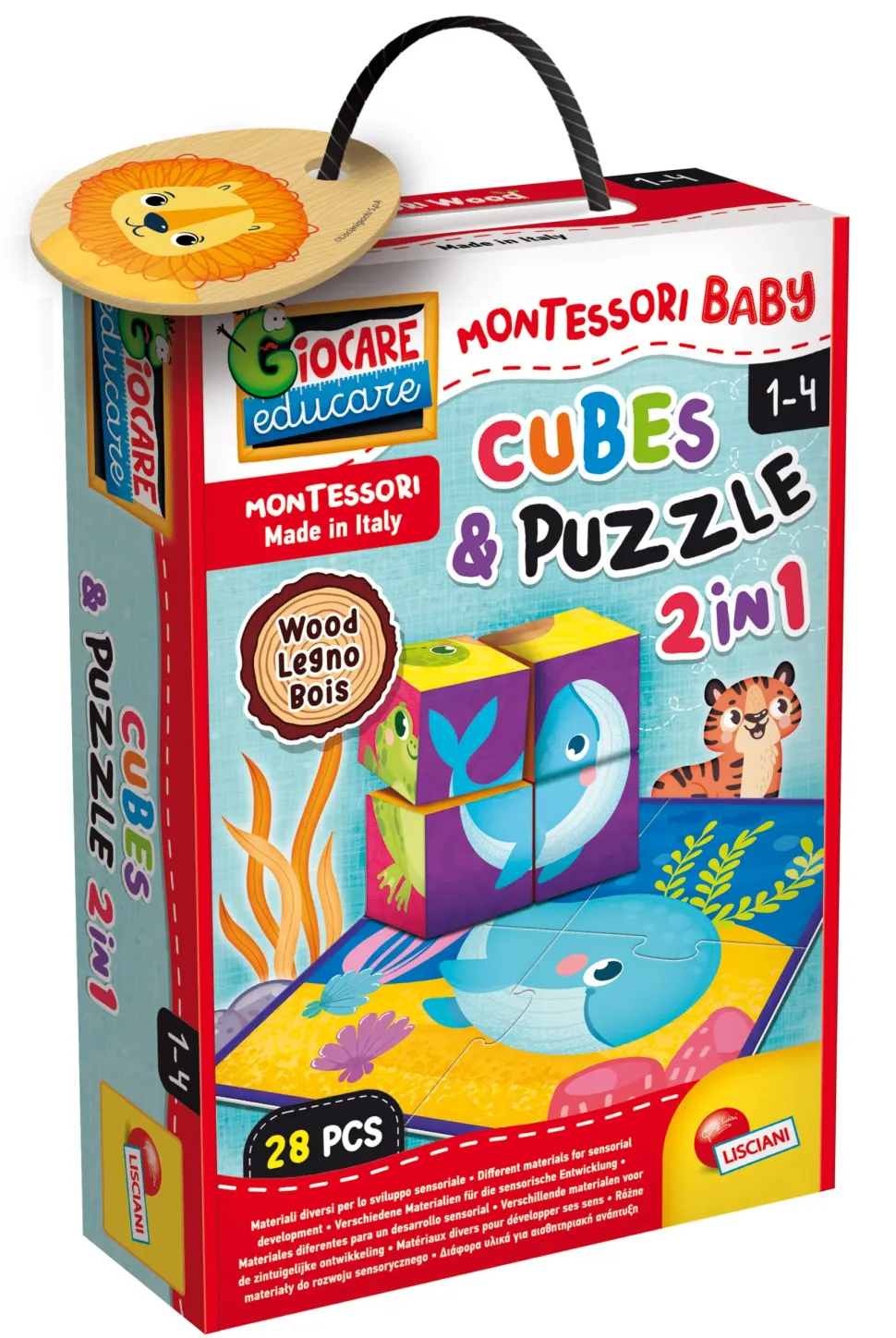 Montessori Baby Legno Cubes And Puzzle 2 In 1
