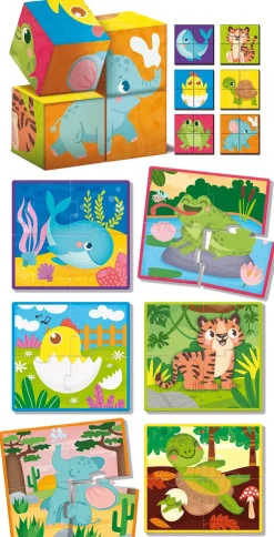 Montessori Baby Legno Cubes And Puzzle 2 In 1