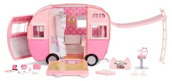 Na Na Na Surprise Kitty-Cat-Camper Rosa Con Orecchie E Coda Da Gatto 7 Aree Di Giochi Tra Cui Cucina Completa, Amaca E Accessori