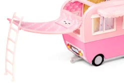 Na Na Na Surprise Kitty-Cat-Camper Rosa Con Orecchie E Coda Da Gatto 7 Aree Di Giochi Tra Cui Cucina Completa, Amaca E Accessori