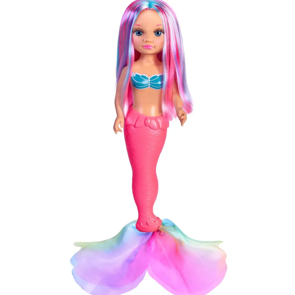 Nancy Coral, Bambola Nancy Da 42 Cm Sirenetta Con Coda In Tessuto Colorato, Con Lunghi Capelli, Per Bambine/I Da 3 Anni
