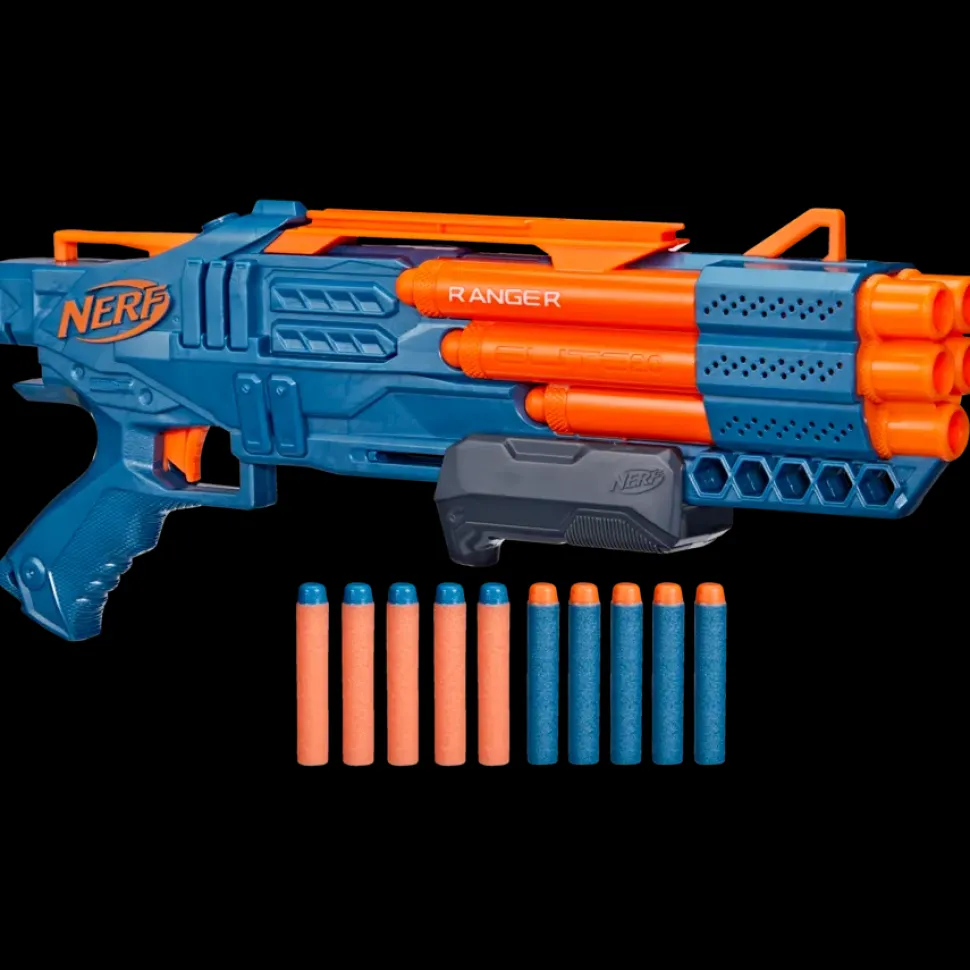 Nerf Elite 2.0, Blaster Ranger Pd-5, Raffica A 5 Canne, 10 Dardi Nerf Elite, Facile Da Usare, Portadardi, Azione A Pompa