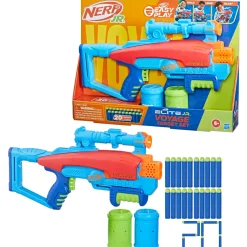 Nerf Elite Junior Set Voyage Target, Blaster In Gommapiuma Facile Da Usare, 20 Dardi Nerf Elite, 2 Bersagli, Per Giochi All'Aperto Di Bambini E Bambine, Dai 6 Anni In Su