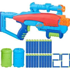 Nerf Elite Junior Set Voyage Target, Blaster In Gommapiuma Facile Da Usare, 20 Dardi Nerf Elite, 2 Bersagli, Per Giochi All'Aperto Di Bambini E Bambine, Dai 6 Anni In Su