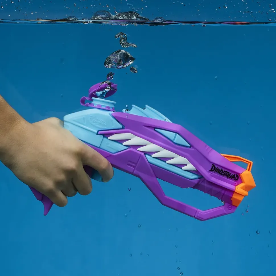 Nerf Super Soaker Dinosquad, 2 Raptor-Surge, Include 2 Soaker Con Design A Forma Di Dinosauro