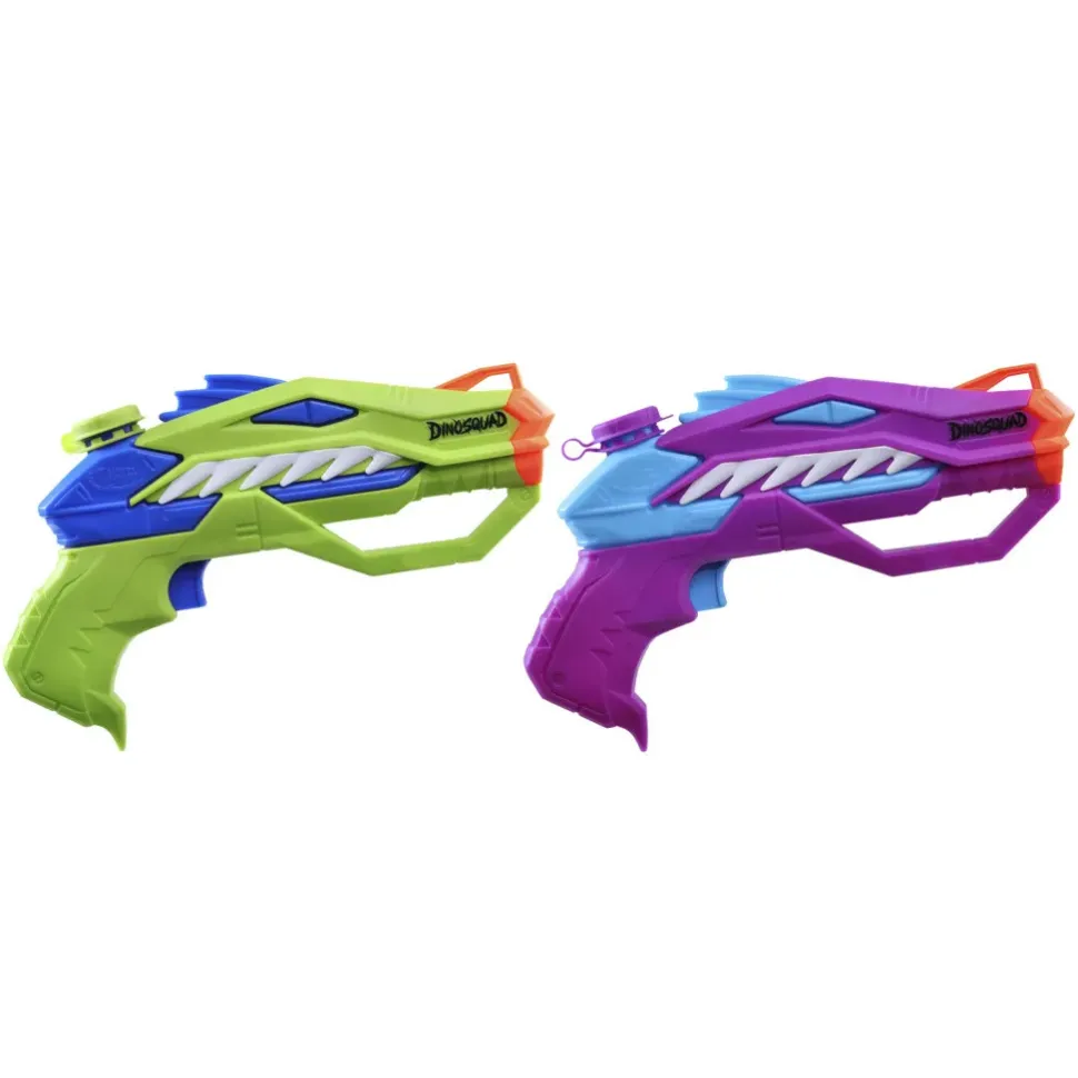Nerf Super Soaker Dinosquad, 2 Raptor-Surge, Include 2 Soaker Con Design A Forma Di Dinosauro