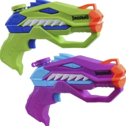 Nerf Super Soaker Dinosquad, 2 Raptor-Surge, Include 2 Soaker Con Design A Forma Di Dinosauro