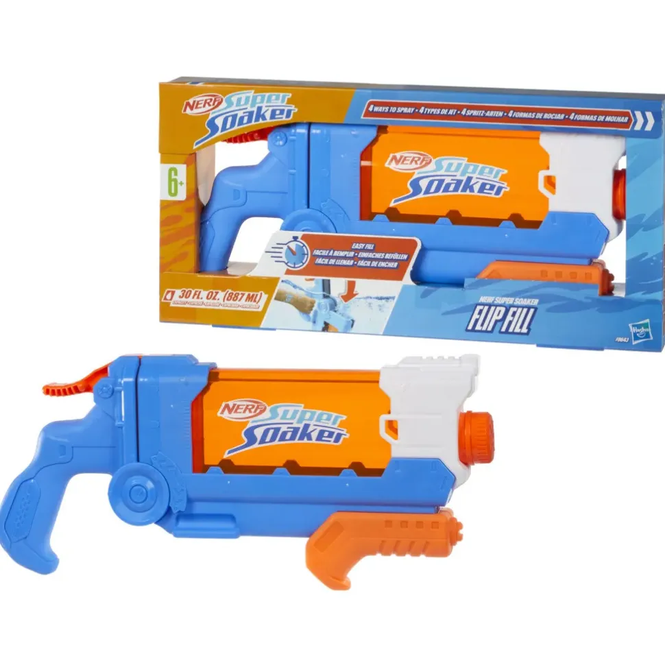 Nerf Super Soaker Flip Fill, Soaker Con 4 Stili Di Spruzzo, Riempimento Rapido, Serbatoio Da 887 Mm, Giochi D'Acqua