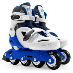 Pattini A 4 Ruote Con Taglia Regolabile E Sistema Frenante Per Bambini Misura 31-35, Fibbie Regolabili E Imbottitura Dello Stivale Disponibile In Blu E Rosa