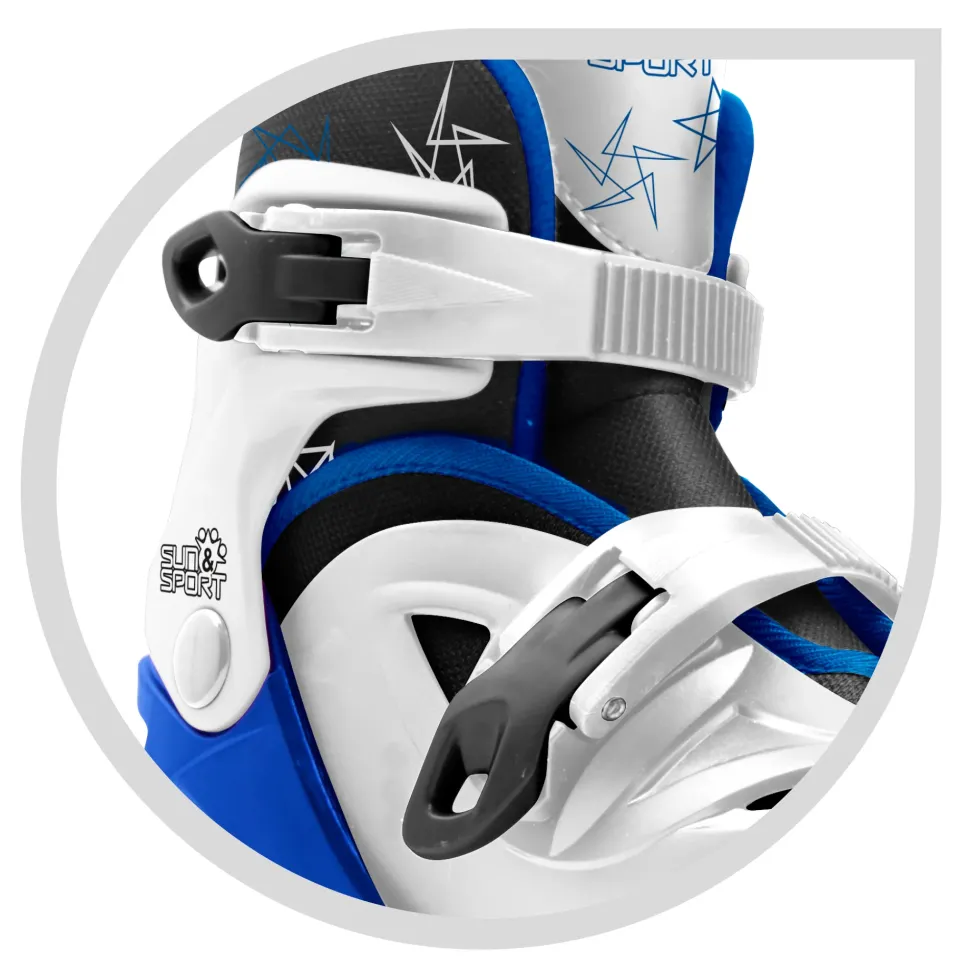 Pattini A 4 Ruote Con Taglia Regolabile E Sistema Frenante Per Bambini Misura 31-35, Fibbie Regolabili E Imbottitura Dello Stivale Disponibile In Blu E Rosa