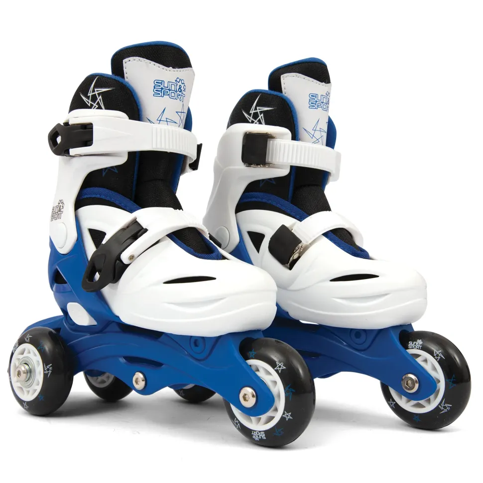 Pattini A 3 Ruote Regolabili Con Freno Posteriore Misure Da 26 A 30 Per Bambini- Disponibile In Blu E Rosa