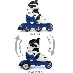 Pattini A 3 Ruote Regolabili Con Freno Posteriore Misure Da 26 A 30 Per Bambini- Disponibile In Blu E Rosa