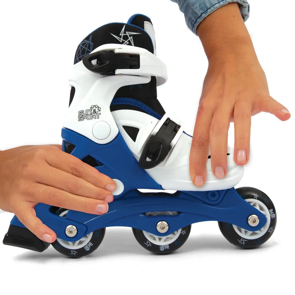 Pattini A 3 Ruote Regolabili Con Freno Posteriore Misure Da 26 A 30 Per Bambini- Disponibile In Blu E Rosa