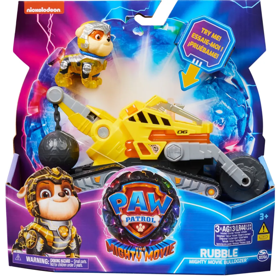 Paw Patrol, Bulldozer Di Rubble Tematizzato Paw Patrol: Il Super Film, Con Luci E Suoni, Giochi Paw Patrol Per Bambini E Bambine, 3+ Anni