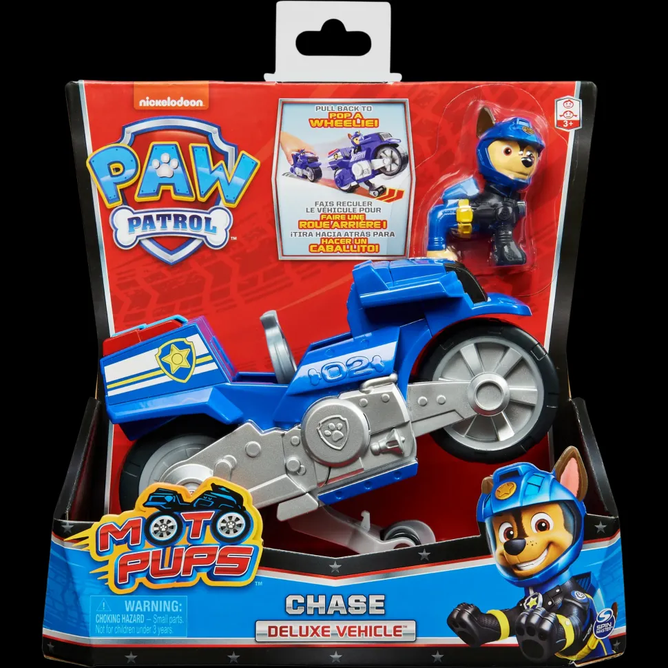 Paw Patrol, Veicolo Moto Pups Di Chase Con Motore A Retrocarica E Personaggio