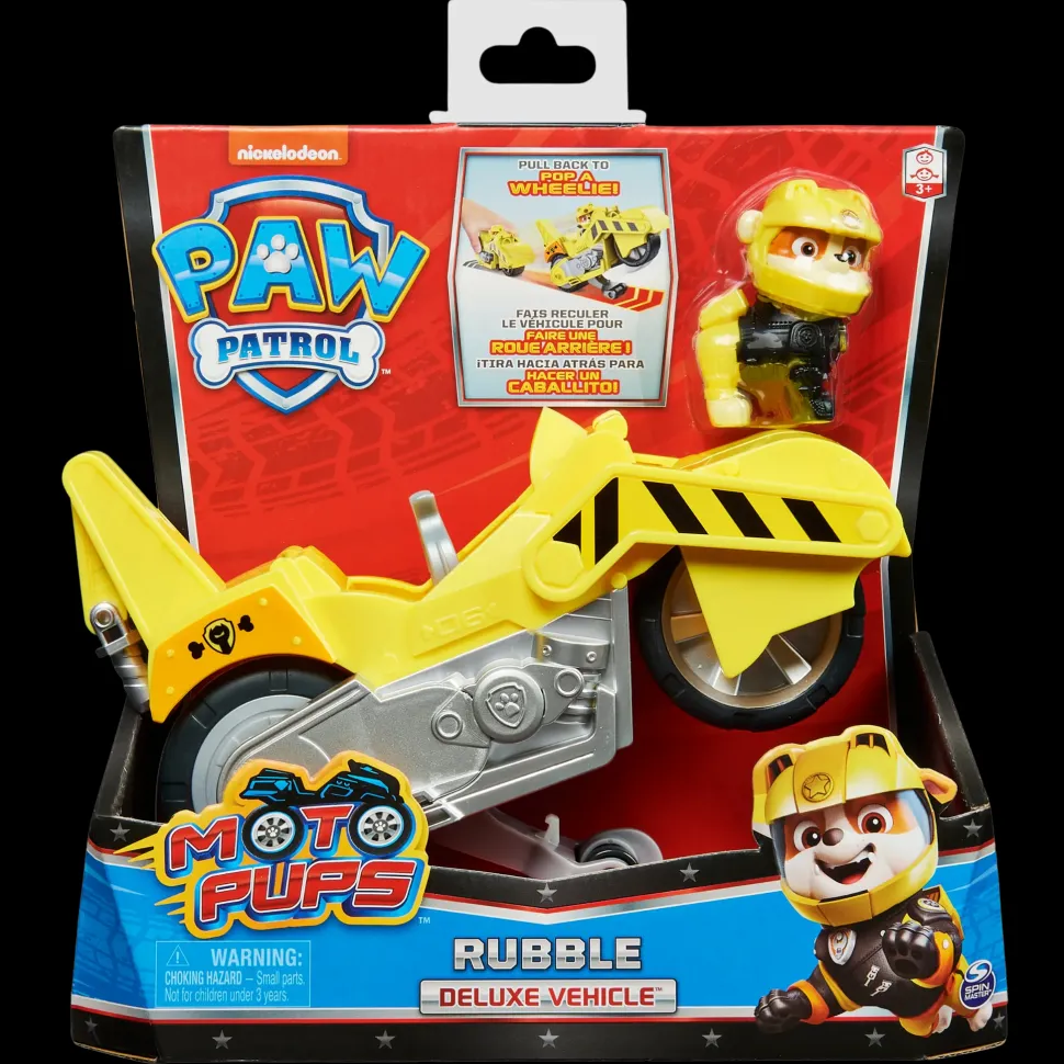 Paw Patrol, Veicolo Moto Pups Di Rubble Con Motore A Retrocarica E Personaggio