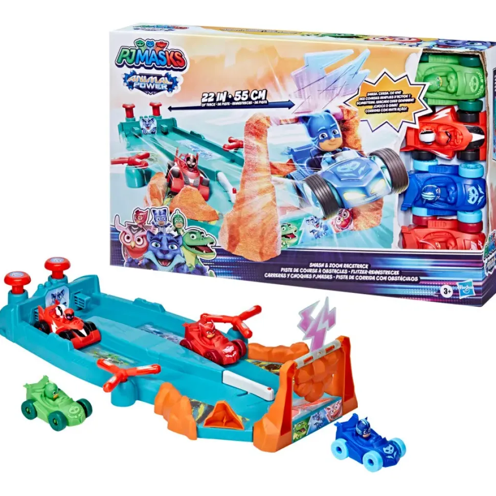 Pj Masks Super Pigiamini, Pista Delle Macchinine, Playset Con Pista E 4 Macchine Pj Masks, Per Bambini Dai 3 Anni In Su