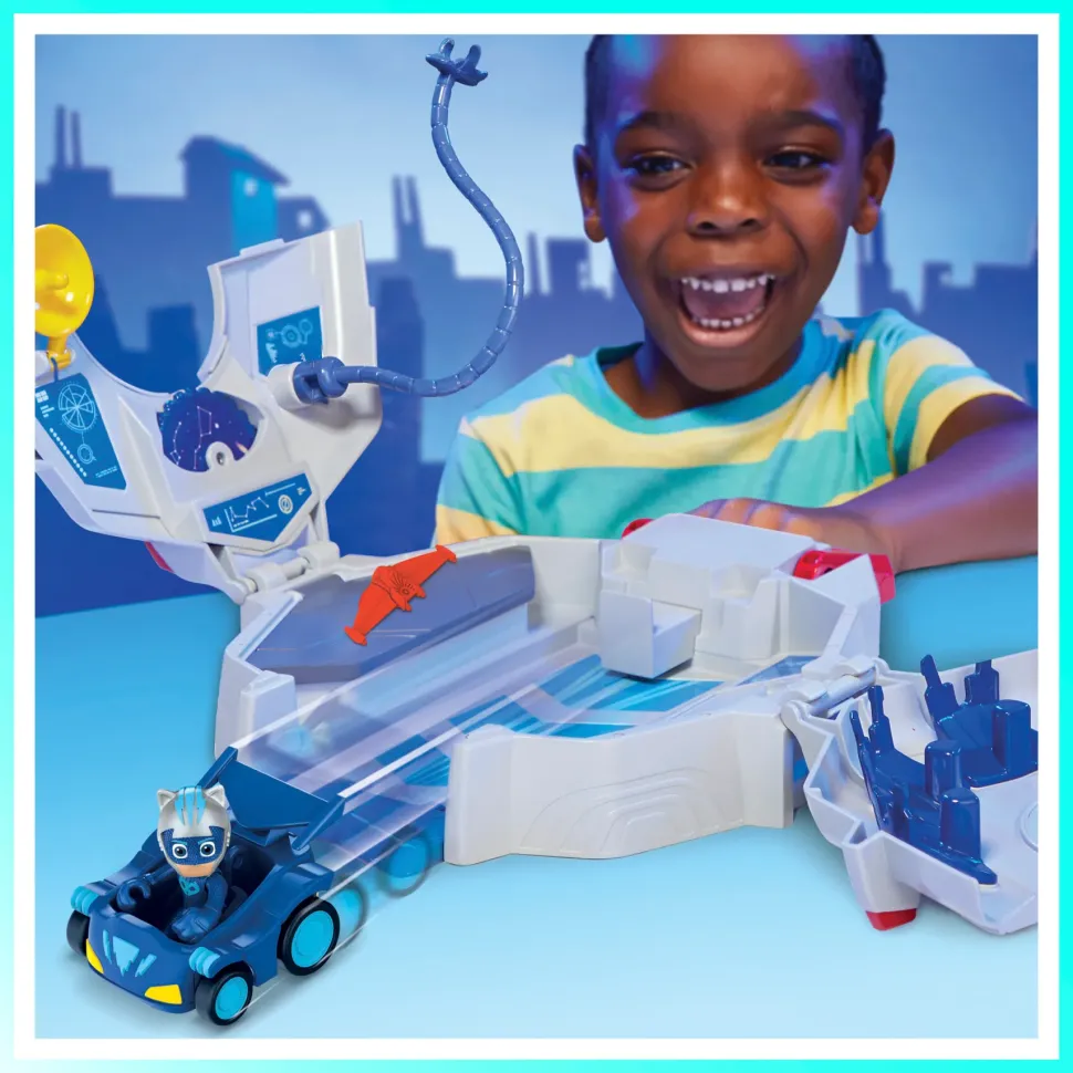 Pj Masks Super Pigiamini, Playset Pj Power Q, Set Del Quartier Generale Dei Superpigiamini Con Auto E Action Figure, Giocattoli A Tema Supereroi Per Bambini E Bambine Dai 3 Anni In Su
