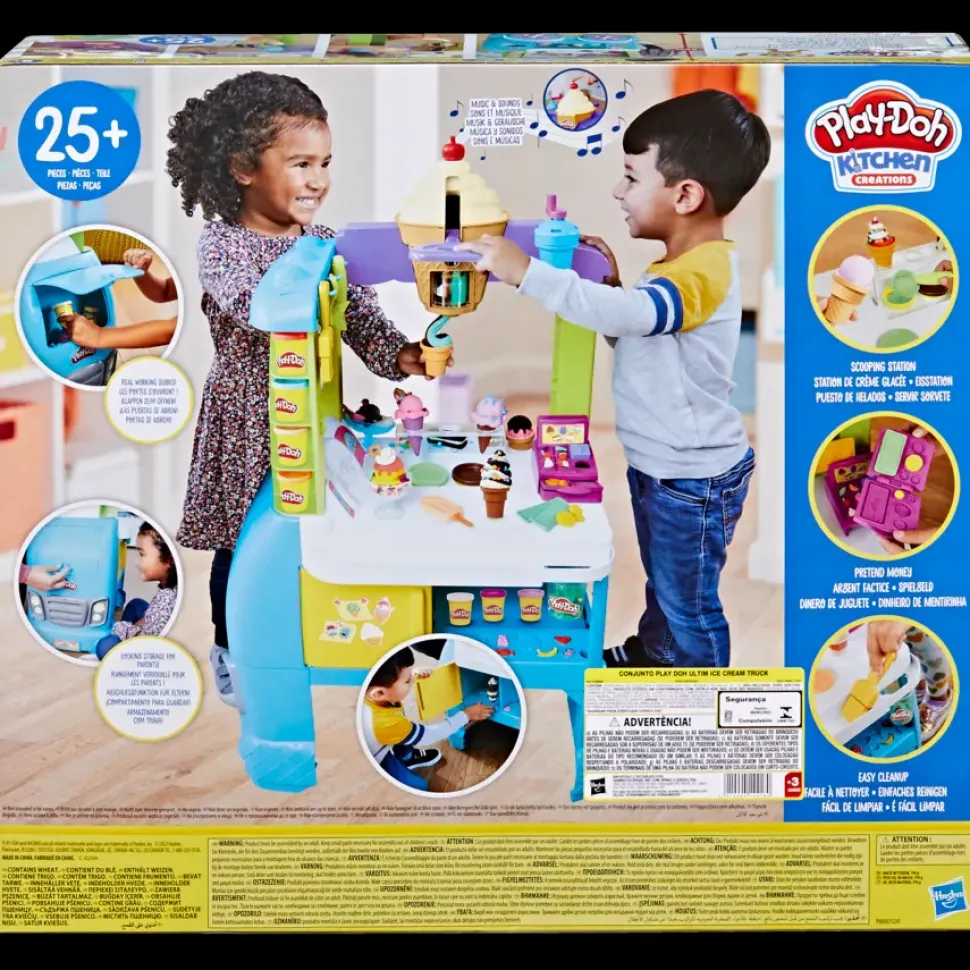 Play-Doh, Kitchen Creations, Il Super Camioncino Dei Gelati Di Play-Doh, Playset Con Cucina Di Grandi Dimensioni Con Suoni Realistici, 27 Accessori, 12 Vasetti Di Pasta Da Modellare Atossica