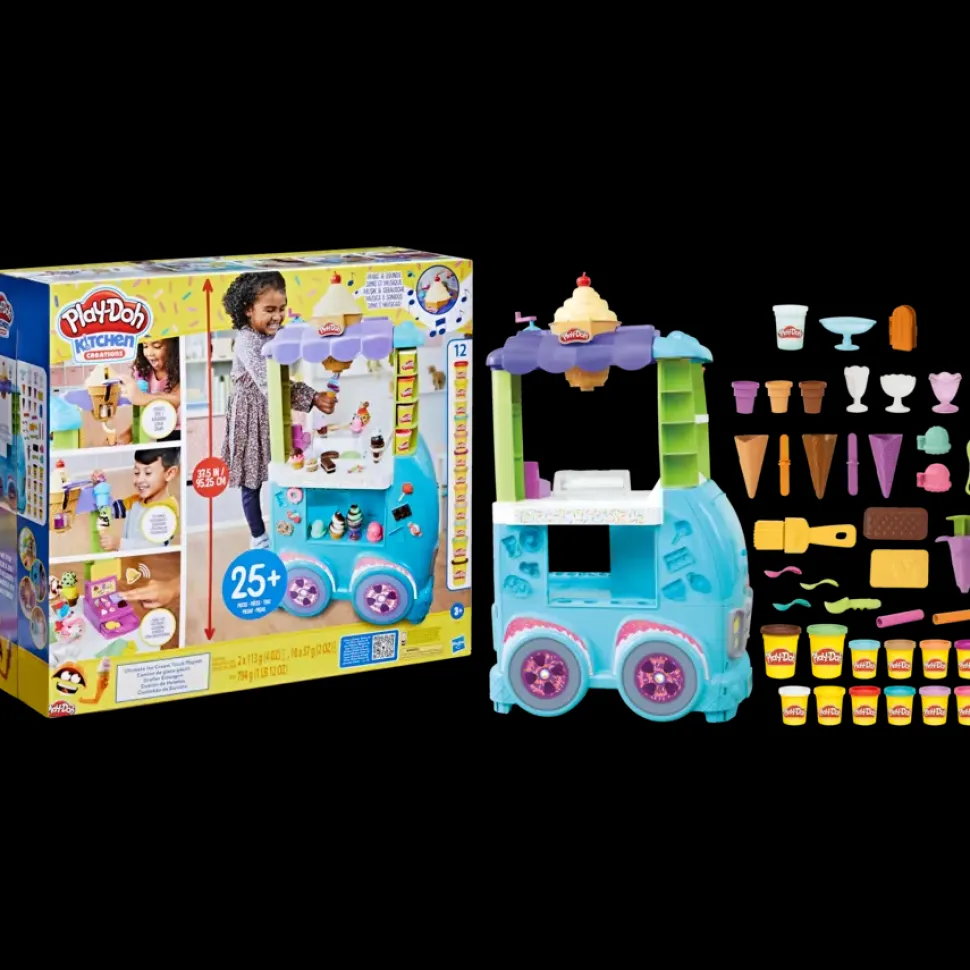 Play-Doh, Kitchen Creations, Il Super Camioncino Dei Gelati Di Play-Doh, Playset Con Cucina Di Grandi Dimensioni Con Suoni Realistici, 27 Accessori, 12 Vasetti Di Pasta Da Modellare Atossica