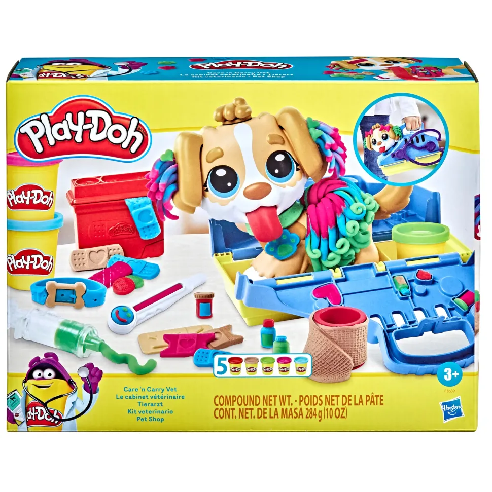Play-Doh Set Da Veterinario, Playset Con 10 Strumenti E 5 Colori Di Pasta Da Modellare Atossica, Cane Giocattolo Per Bambini Dai 3 Anni In Su