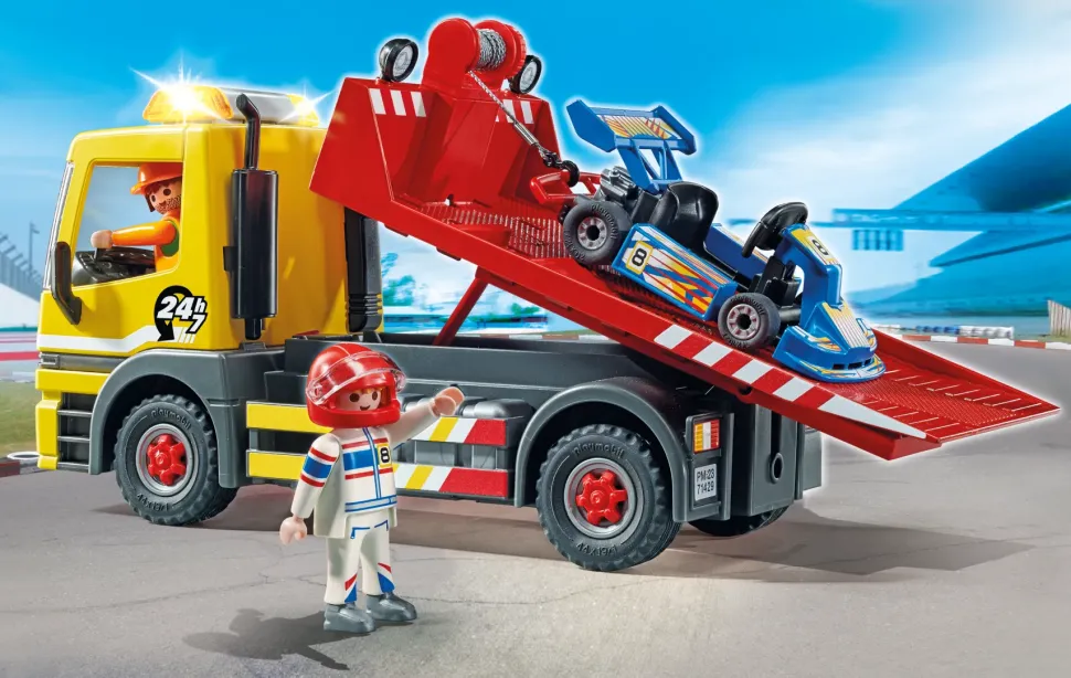 Playmobil 71429 Carro Attrezzi Con Go-Kart Per Bambini Dai 4 Anni