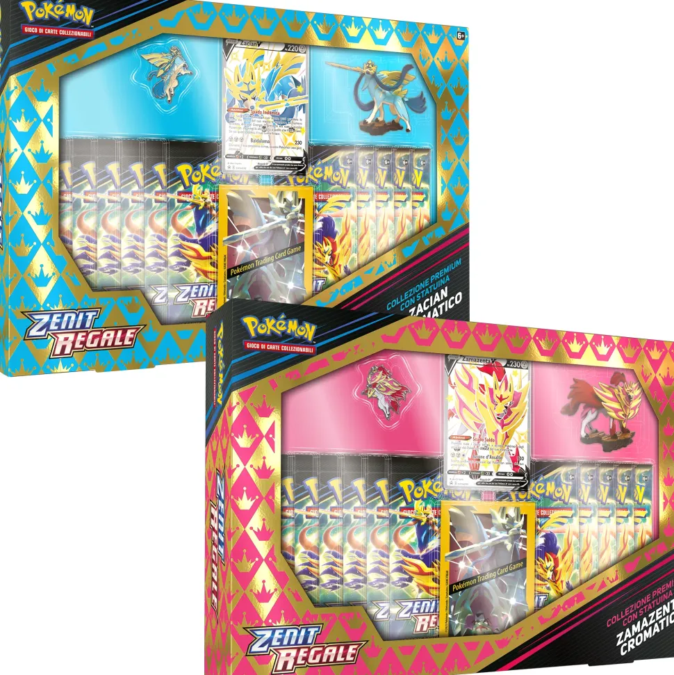 Pokemon Collezione Premium Statuina Zacian/Zamazenta Cromatico Zenit Regale