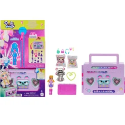 Polly Pocket Disco Dance Fashion Reveal, Playset Da Viaggio A Forma Di Stereo Portatile Con Bambola E Accessori Inclusi
