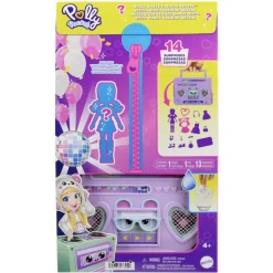 Polly Pocket Disco Dance Fashion Reveal, Playset Da Viaggio A Forma Di Stereo Portatile Con Bambola E Accessori Inclusi