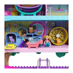 Polly Pocket Pollyville Casa Sull'Albero Dei Cuccioli, Playset A 5 Piani, 15+ Pezzi Gioco: 2 Bambole, Veicolo, 4 Animali E Accessori, Giocattolo Per Bambini 4+ Anni