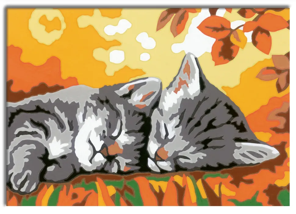Ravensburger Creart Per Bambini, Kit Per Dipingere Con I Numeri, 9+, Serie E, Gattini In Autunno