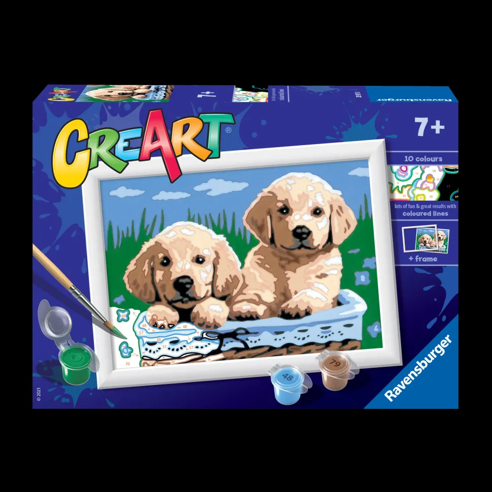 Ravensburger Creart Per Bambini, Kit Per Dipingere Con I Numeri, 7+, Serie E, Cani Retriever