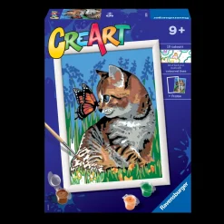 Ravensburger Creart Per Bambini, Kit Per Dipingere Con I Numeri, 9+, Serie D, Gattino E Farfalla