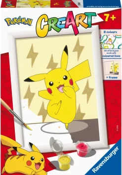 Ravensburger Creart Serie E: Pokemon, Pikachu, Kit Per Dipingere Con I Numeri, Contiene Una Tavola Prestampata, Pennello, Colori E Accessori, Gioco Creativo Per Bambini 7+ Anni