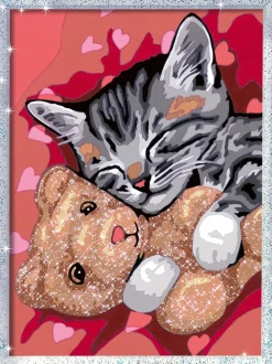 Ravensburger Creart Serie D: Gattino E Il Suo Orsetto, Kit Per Dipingere Con I Numeri, Contiene Una Tavola Prestampata, Pennello, Colori E Accessori, Gioco Creativo Per Bambini 9+ Anni