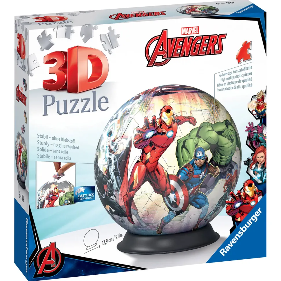 Ravensburger 3D Puzzle Avengers, Puzzle Ball, 72 Pezzi, 6+ Anni