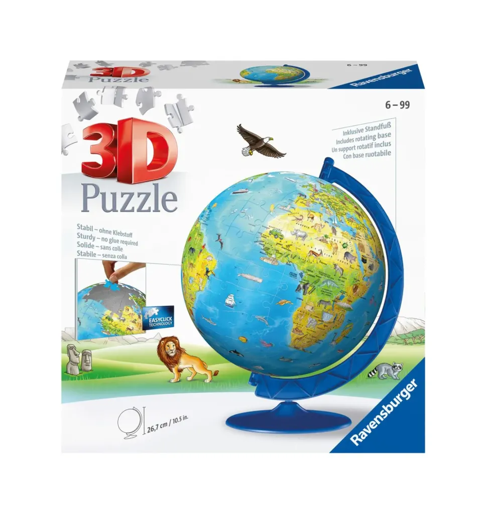 Ravensburger 3D Puzzle Globo, 180 Pezzi, 6+ Anni