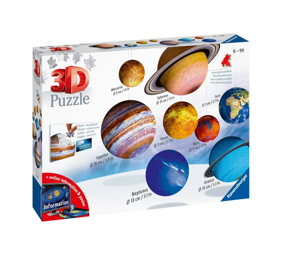 Ravensburger 3D Puzzle Il Sistema Planetario, 540 Pezzi, 6+ Anni