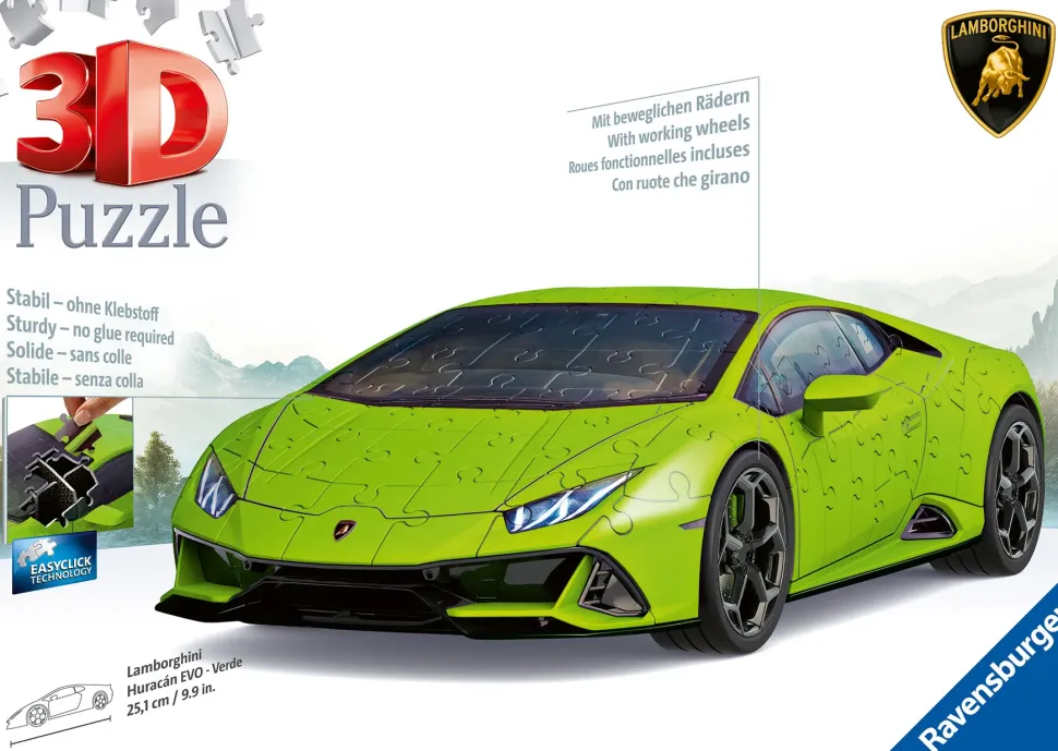 Ravensburger 3D Puzzle Lamborghini Huracan Evo Verde, 108 Pezzi, 8+ Anni