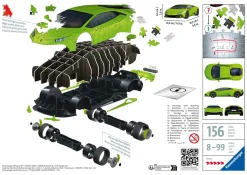 Ravensburger 3D Puzzle Lamborghini Huracan Evo Verde, 108 Pezzi, 8+ Anni