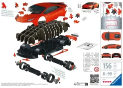 Ravensburger 3D Puzzle Lamborghini Huracan Evo Arancione, 108 Pezzi, 8+ Anni