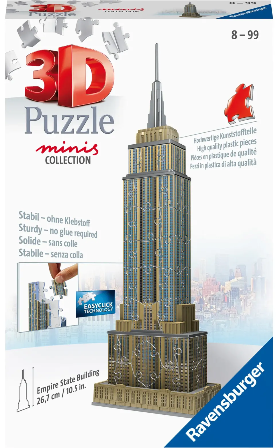 Ravensburger 3D Puzzle Mini Empire State Building, 54 Pezzi, 8 Anni