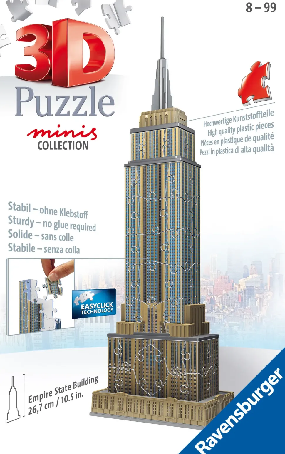 Ravensburger 3D Puzzle Mini Empire State Building, 54 Pezzi, 8 Anni