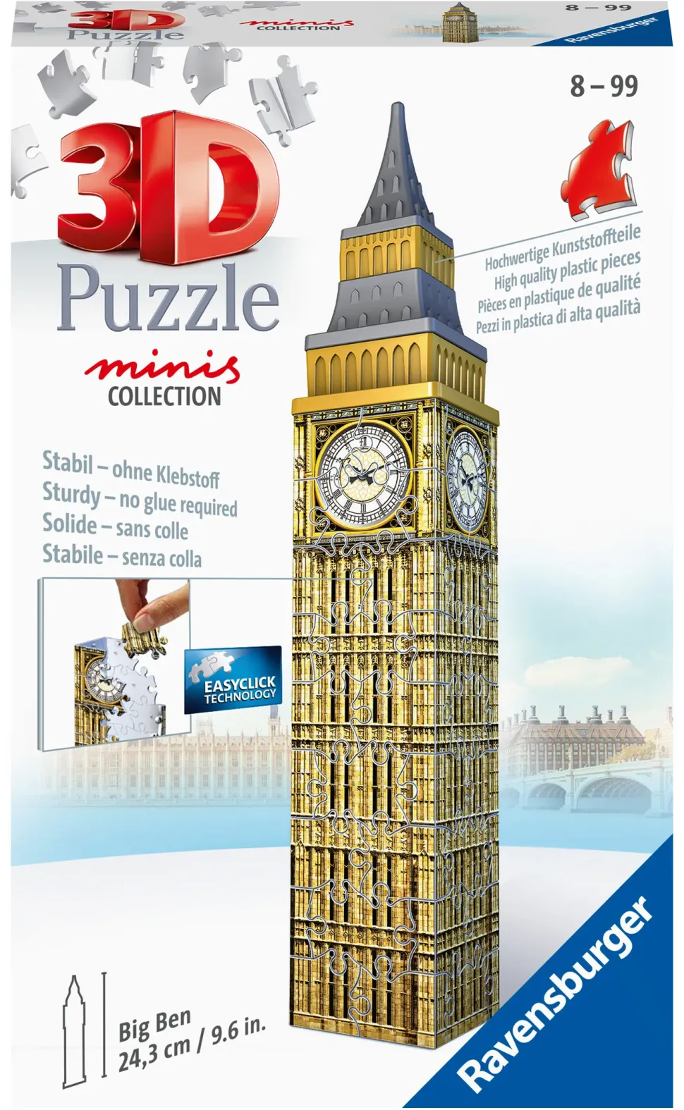 Ravensburger 3D Puzzle Mini Big Ben, 54 Pezzi, 8 Anni
