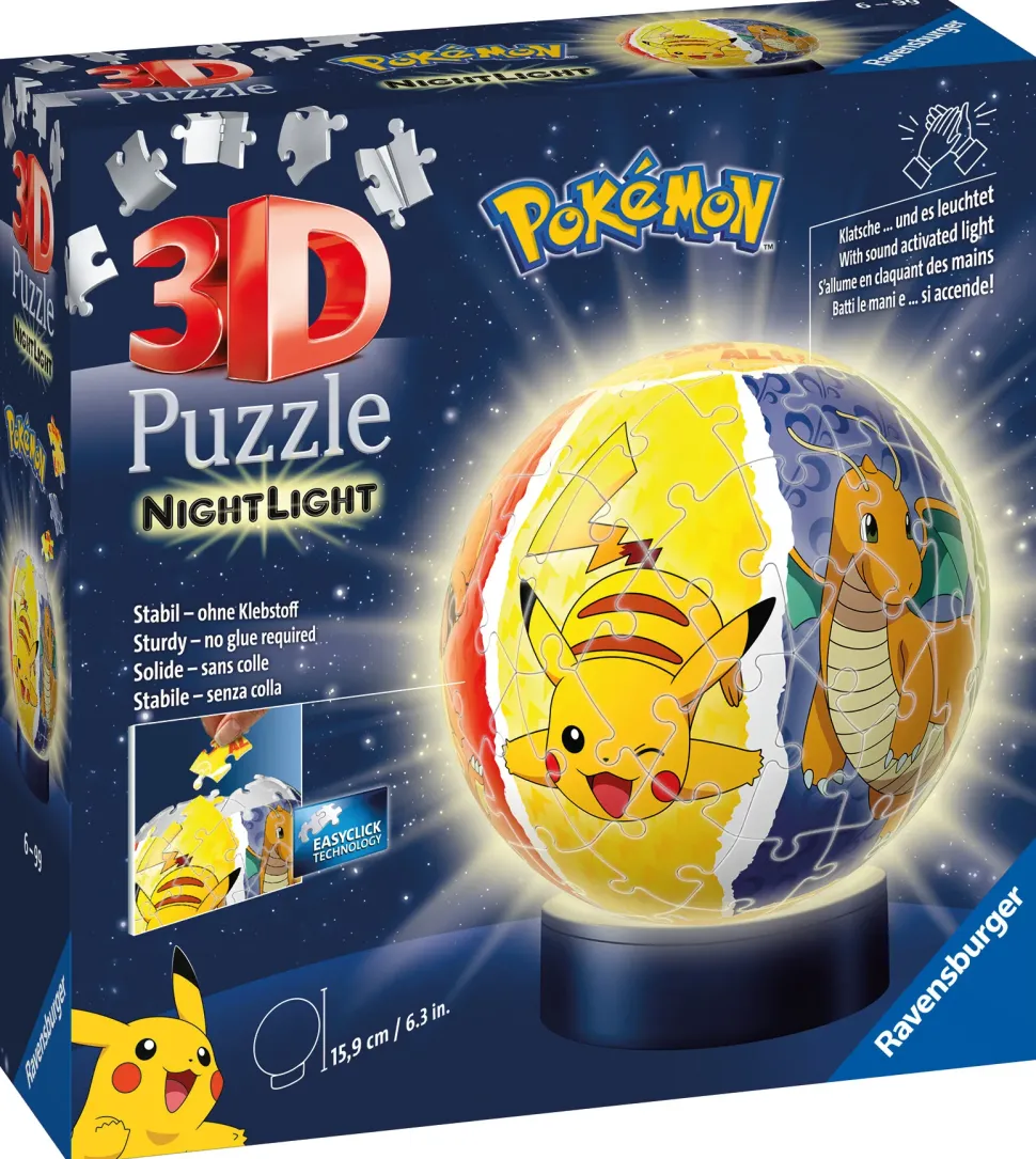 Ravensburger 3D Puzzle Nightlamp Pokemon, Night Lamp, 72 Pezzi, 6+ Anni