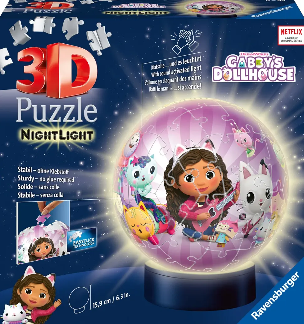Ravensburger 3D Puzzle Nightlamp Gabby'S Dollhouse, Night Lamp, 72 Pezzi, 6+ Anni