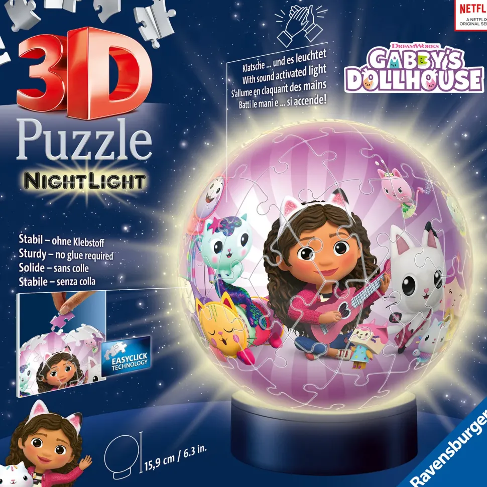 Ravensburger 3D Puzzle Nightlamp Gabby'S Dollhouse, Night Lamp, 72 Pezzi, 6+ Anni