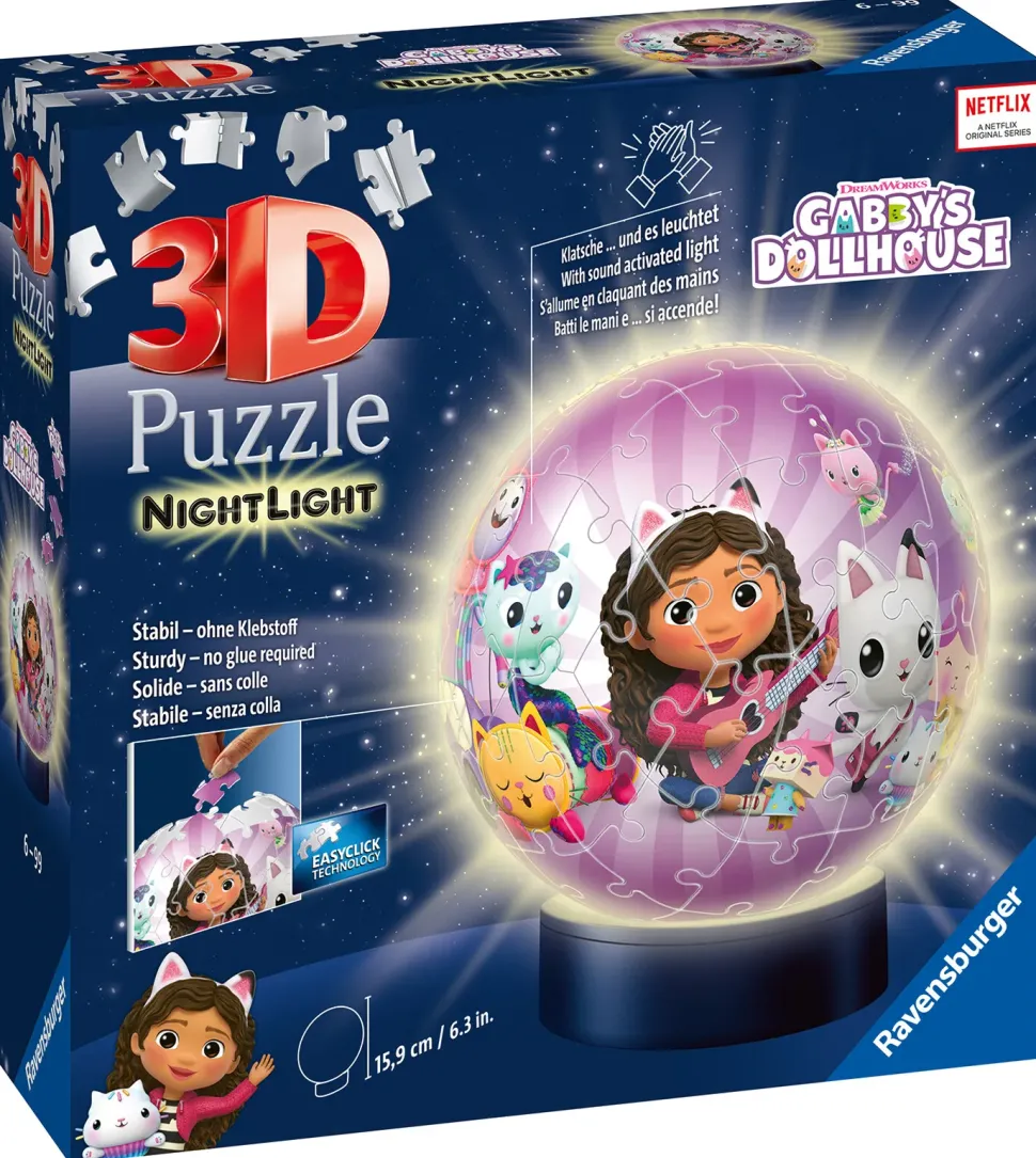 Ravensburger 3D Puzzle Nightlamp Gabby'S Dollhouse, Night Lamp, 72 Pezzi, 6+ Anni