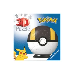 Ravensburger 3D Puzzle Pokemon Pokeball Nera E Gialla, 54 Pezzi, 6+ Anni