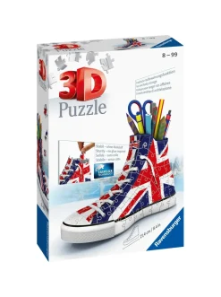 Ravensburger 3D Puzzle Portapenne Sneaker Union Jack Edition, 108 Pezzi, 8+ Anni